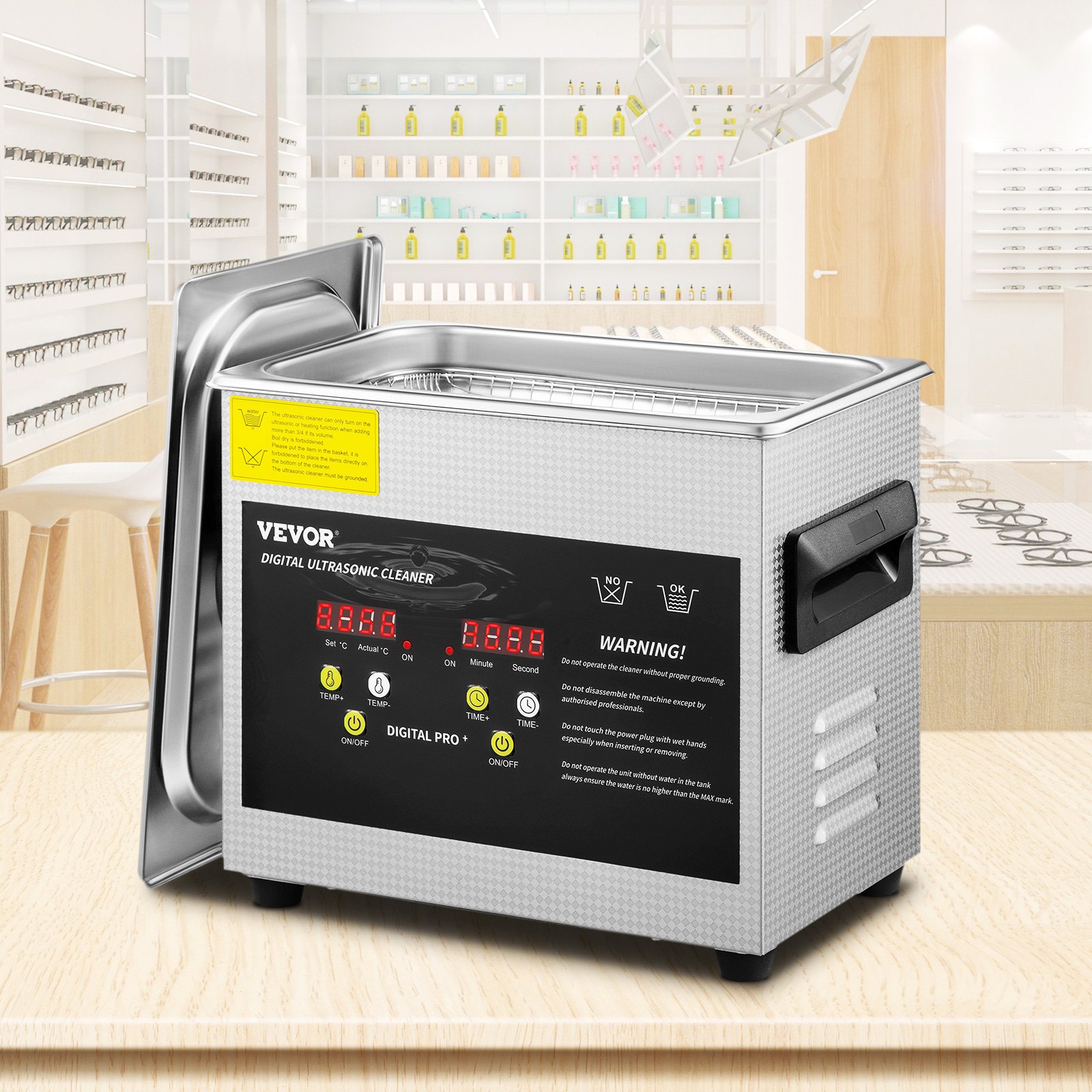 VEVOR 3L Ulepszona myjka ultradźwiękowa (grzałka 200 W, ultradźwięki 120 W) Profesjonalna cyfrowa laboratoryjna myjka ultradźwiękowa z timerem nagrzewania do czyszczenia biżuterii i szkieł