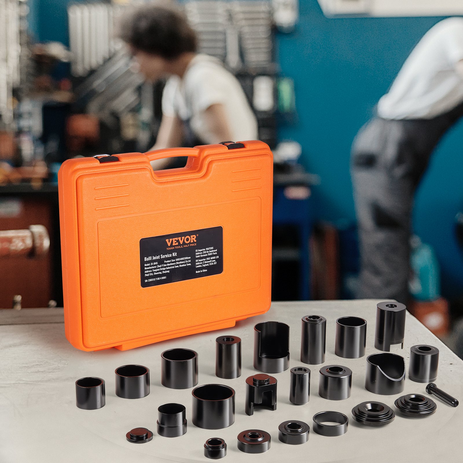 VEVOR 25-piece Ball Joint Puller Set, 520 x 430 x 90 mm Universal Ball Joint Pressing Tool Set, Carbon Steel Automotive Tool Set with Case