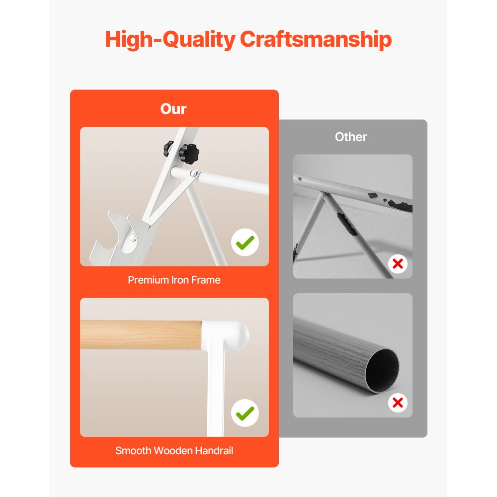 VEVOR Ballet Barre, drążek do tańca, regulowany na 4 wysokości (812,8-965,2 mm), drewniany drążek do rozciągania, do ćwiczeń baletowych, treningu równowagi, ćwiczeń relaksacyjnych, ćwiczeń jogi