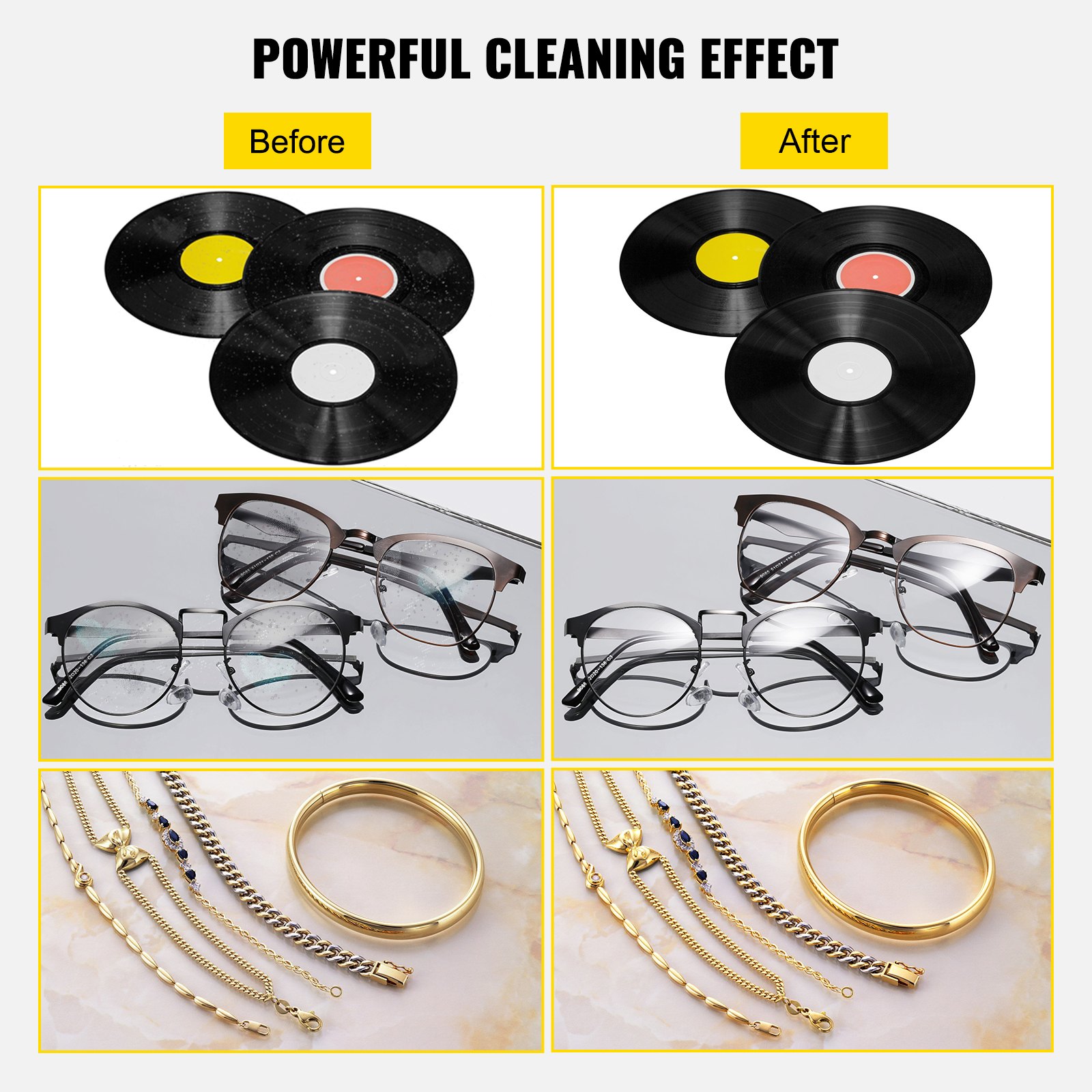 VEVOR 6 L Digital Ultrasonic Record Cleaning Device, Stainless Steel, 33 x 18 x 28.5 cm, Ultrasonic Cleaning Device, Ultrasonic Cleaner, Ultrasonic Unit, Heater, Digital, Glasses, Watches, Jewelry