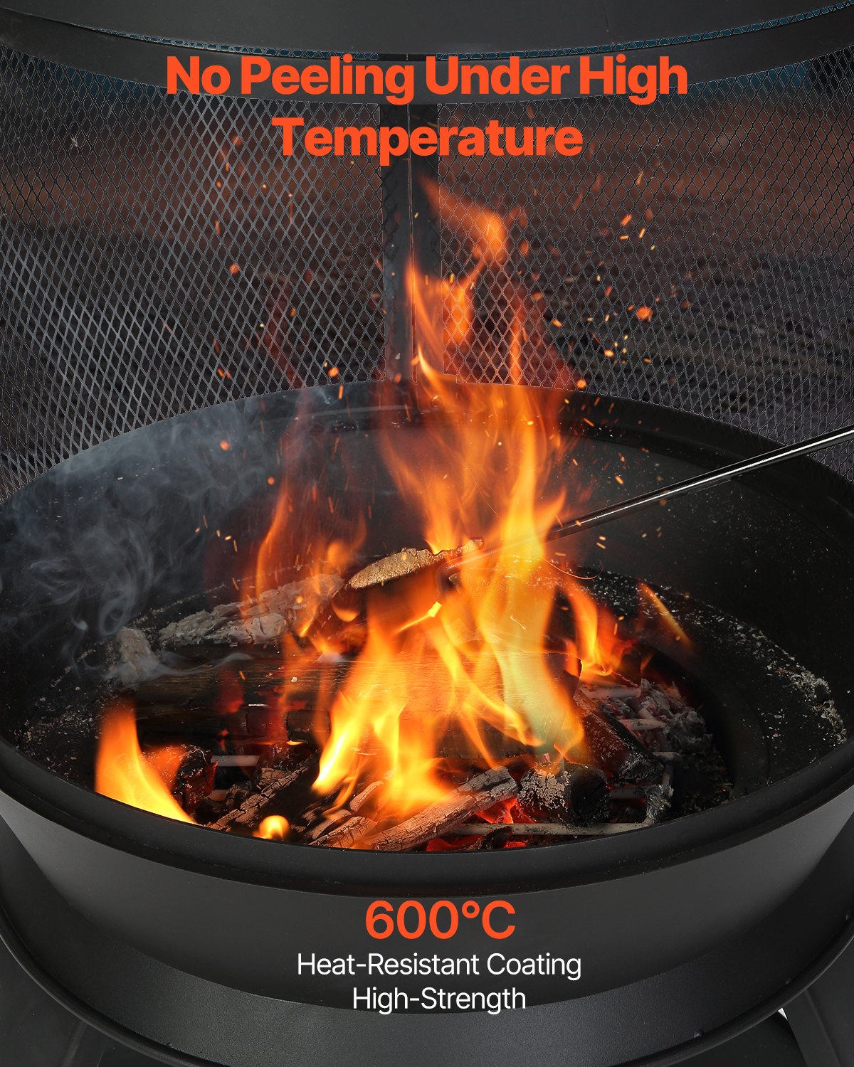 VEVOR Garden Fireplace, φ500x1100mm Patio Heater, Aztec Iron Oven for Grilling & Heating, Chimenea Fire Pit with Grill Grate, Fireplace Casing & Stainless Steel Chimney Cap, for Patio, Garden, Backyard