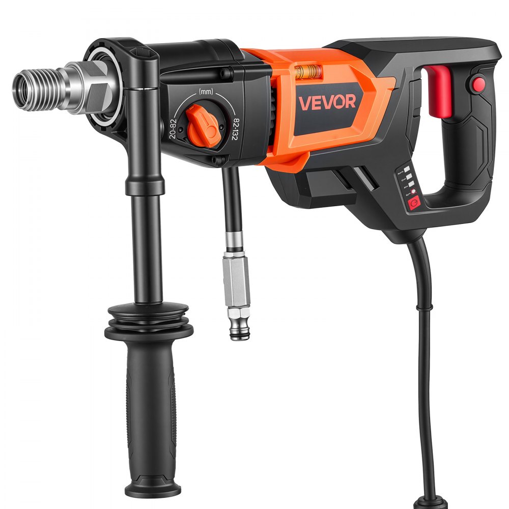 Wiertarka rdzeniowa VEVOR 1800 W, diamentowa wiertarka rdzeniowa do 132 mm z 4 wiertłami, wiercenie na sucho i na mokro, ręczna wiertarka rdzeniowa, silnik bezszczotkowy, 1250/2500 obr./min, gwint UNC1 1/4-7 do betonu, cegły i kamienia