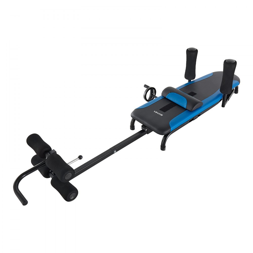 VEVOR Stretch Trainer do 160 kg, wytrzymały stół inwersyjny o stabilnej konstrukcji, trenażer pleców do odciążenia kręgosłupa i szyi, ławka do rozciągania pleców z ręcznym sterowaniem kółkiem, niebiesko-czarny