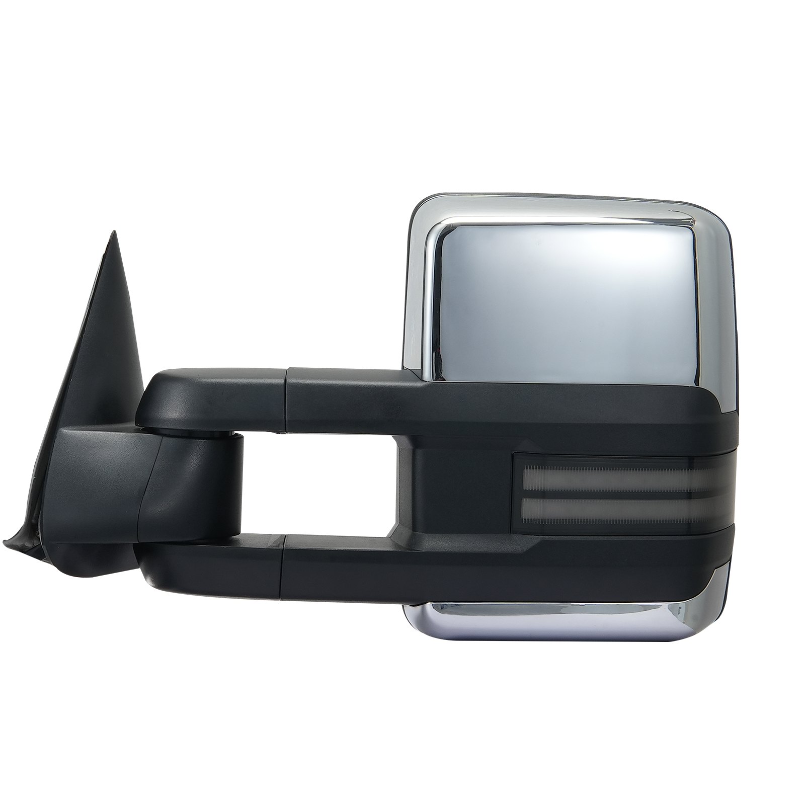 Lusterka holownicze VEVOR, zestaw lewy i prawy, para do Chevrolet Silverado (2003-2007)/GMC/Cadillac, elektryczne, podgrzewane lusterko holownicze z kierunkowskazem, ręcznie sterowany system składania teleskopowego, podgrzewanie i odmrażanie, srebrne