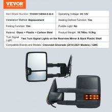 Elektryczne lusterka boczne VEVOR do Chevroleta Silverado (2014-2021)/GMC czarne