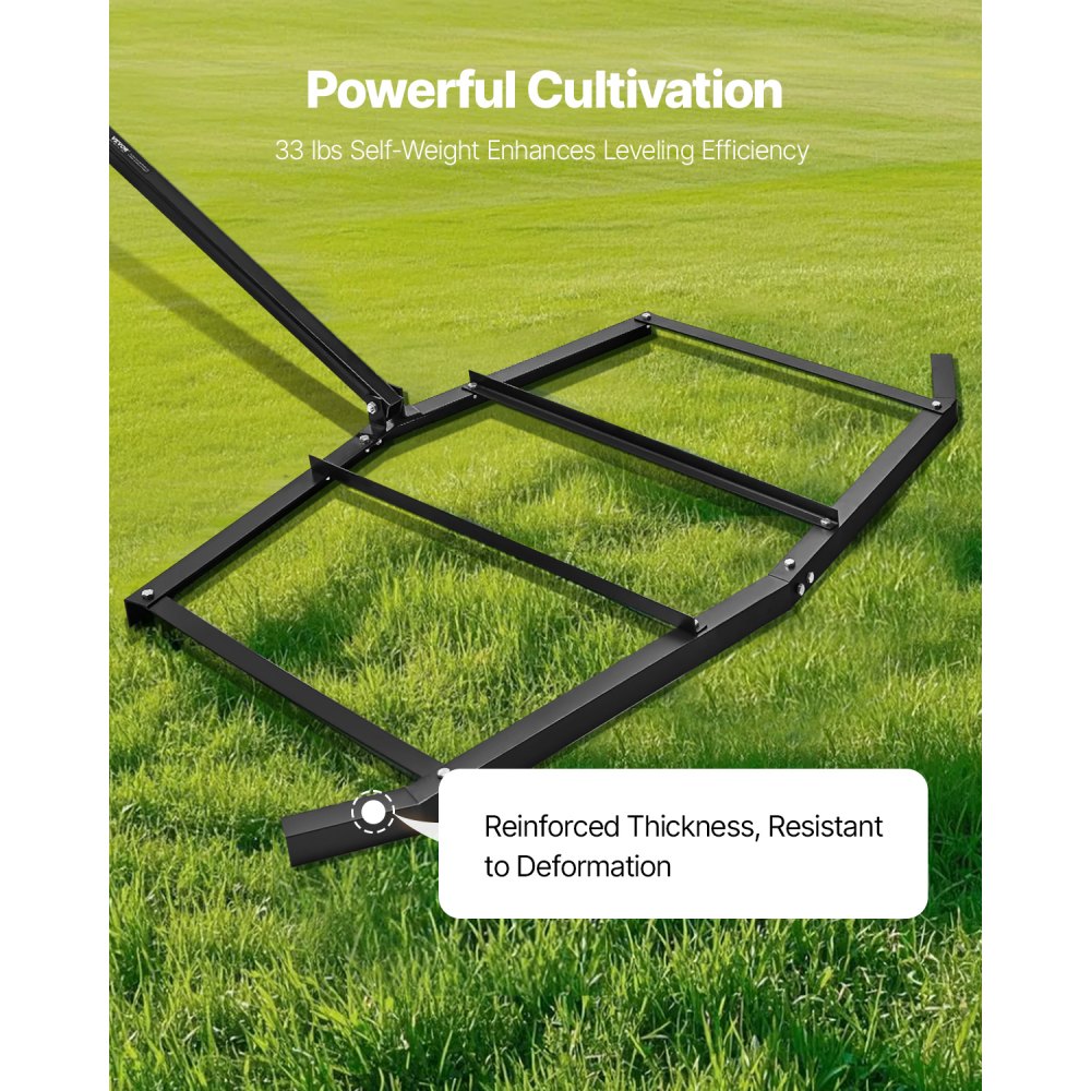 VEVOR Brona doczepiana, 183x198x11 cm, stalowa równiarka do podjazdów Q235 z zaczepem sworzniowym, traktorek do koszenia trawników, do podjazdów, pojazdów ATV, UTV, traktorków ogrodowych i trawnikowych