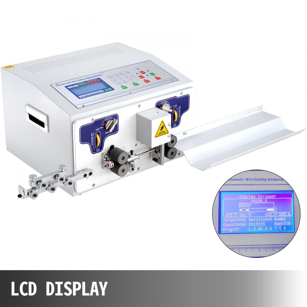 VEVOR Automatic Computerized Wire Stripping Machine 300 W, Cable Cutting Machine 1-100,000 mm, 230 V Wire Bending Machine Max. Channel Diameter 10 mm, Cable Stripping Machine with LCD Screen and Straightening Machine