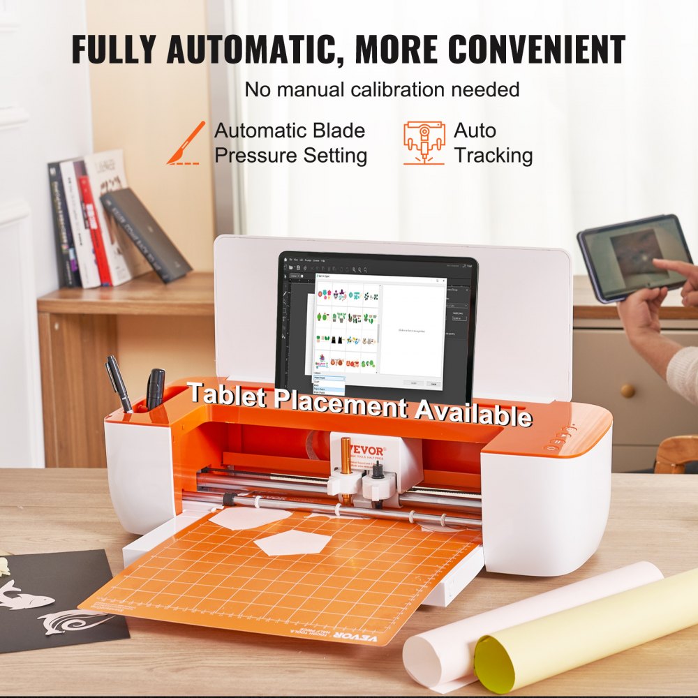 Maszyna do cięcia winylu VEVOR, maszyna do cięcia DIY z łącznością Bluetooth, kompatybilna z systemami iOS, Android, Windows i Mac, bogata oferta wzorów, niestandardowe karty, dekoracja domu
