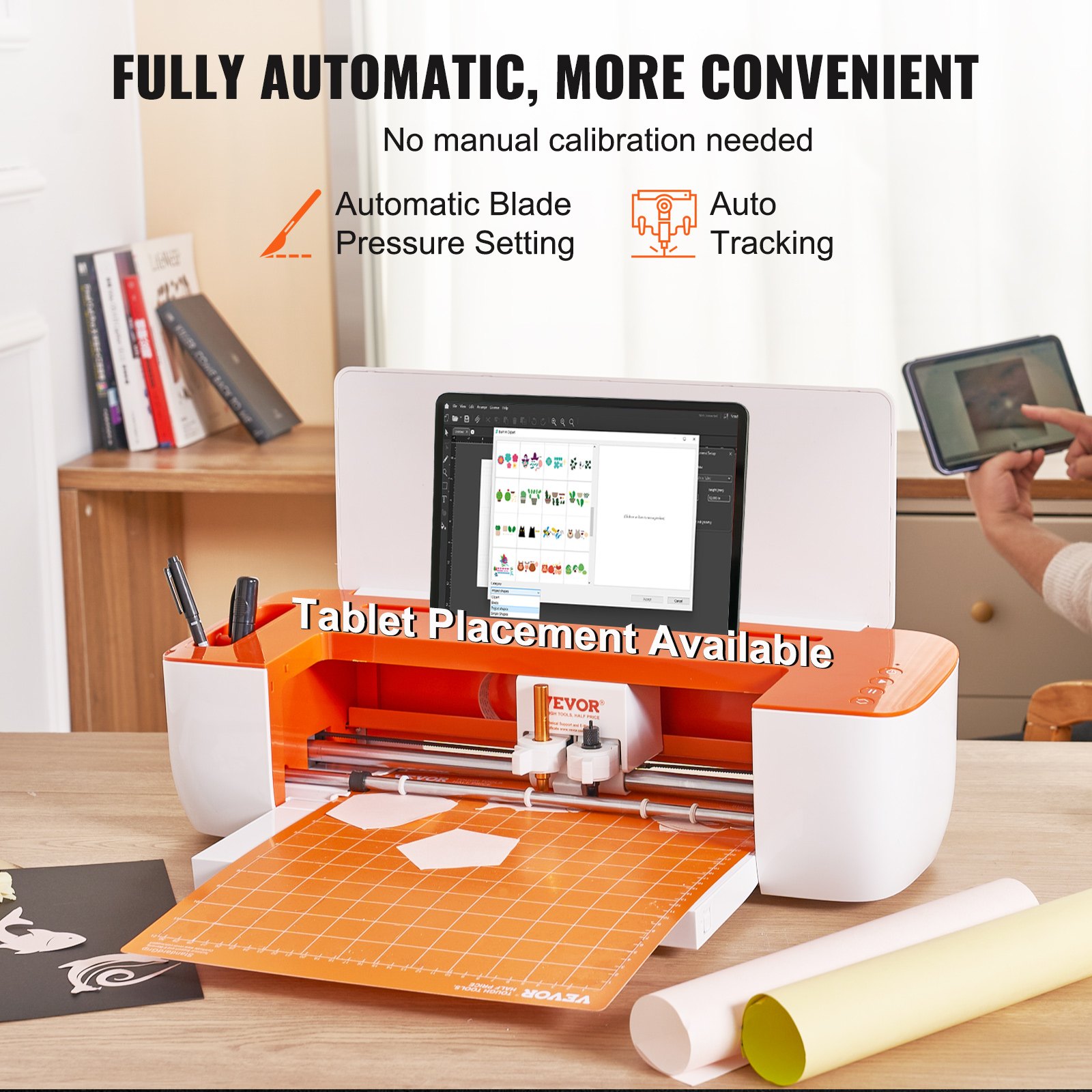 Maszyna do cięcia winylu VEVOR, maszyna do cięcia DIY z łącznością Bluetooth, kompatybilna z systemami iOS, Android, Windows i Mac, bogata oferta wzorów, niestandardowe karty, dekoracja domu