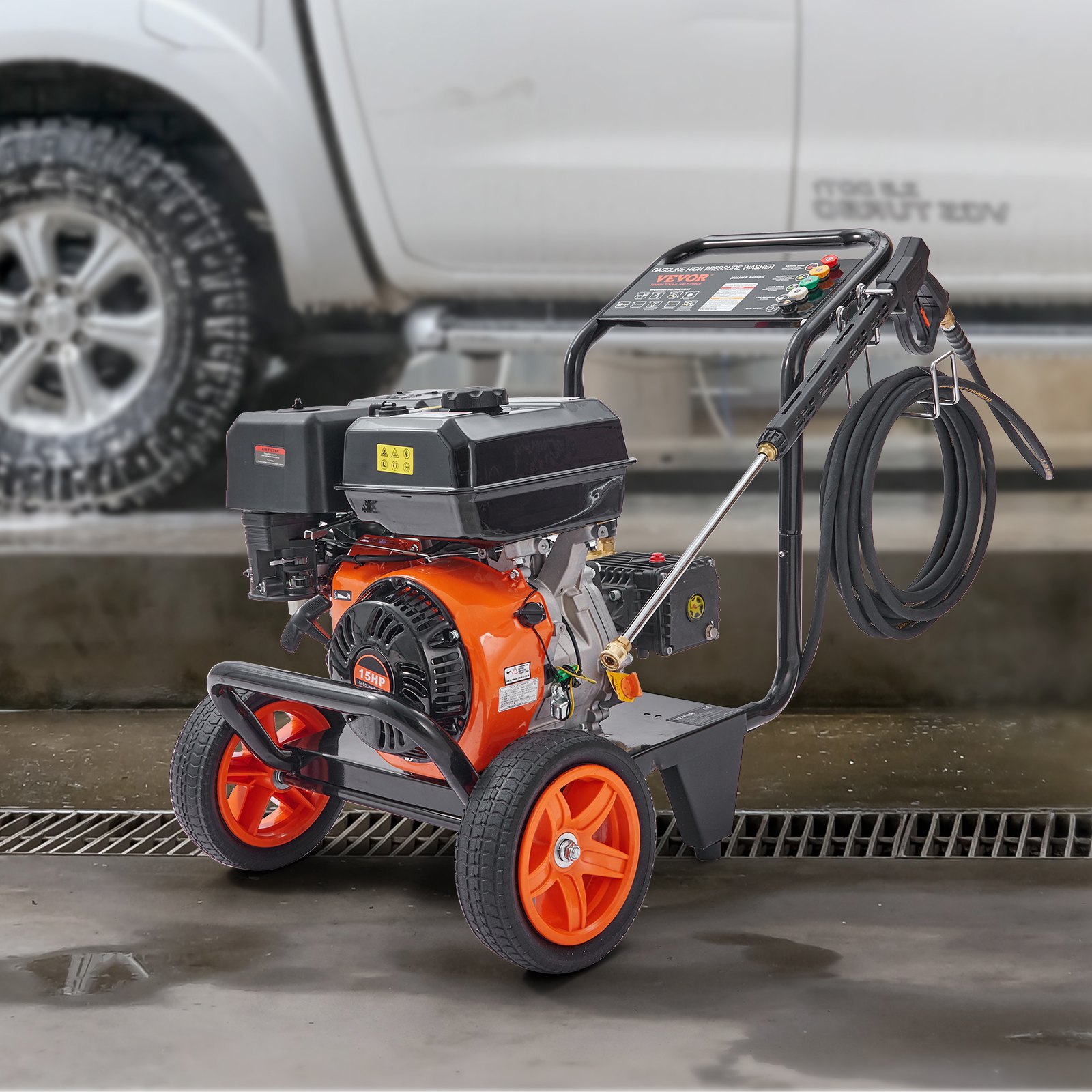 VEVOR Gas Pressure Washer, 4400 PSI 4.0 GPM, gas-powered pressure washer with copper pump, spray gun and extension wand, 5 quick-connect nozzles, for cleaning cars, houses, driveways