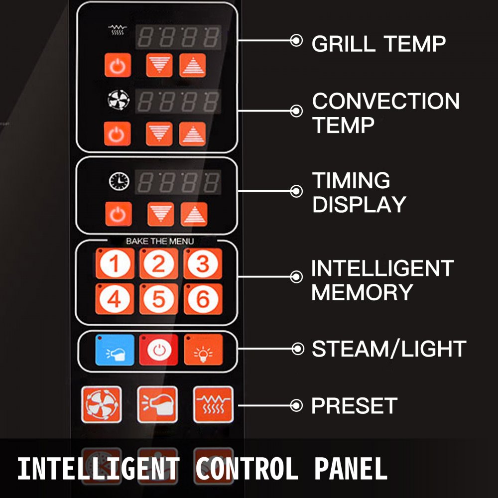 Piekarnik VEVO 4500W, piekarnik konwekcyjny 4-stopniowy z funkcją natrysku, 220 V, blatowy, 0–350 ℃, piekarnik z frytkownicą powietrzną, blatowy piekarnik tosterowy
