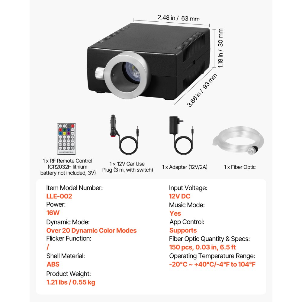 VEVOR Lampy sufitowe Starry Sky z motywem gwieździstego nieba, 150 szt., 16 W, światłowodowe lampy sufitowe Starry Sky do samochodu, aplikacja Bluetooth, pilot zdalnego sterowania, aktywacja dźwiękiem, moduł świetlny RGBW, do dekoracji domu i sypialni