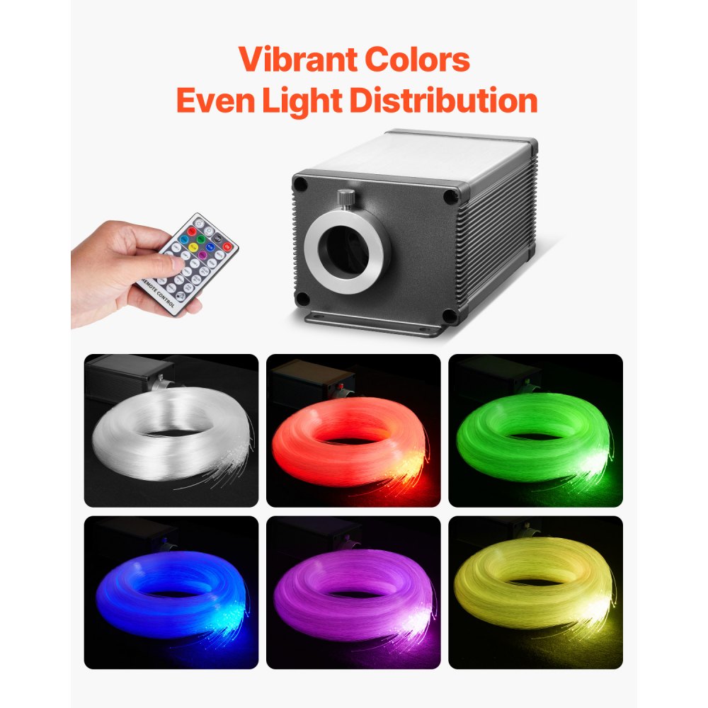 VEVOR Lampy samochodowe Starry Sky, 450 szt., 16 W światłowodowe lampy sufitowe w kształcie gwiazd do samochodu, aplikacja Bluetooth, pilot zdalnego sterowania, aktywowane dźwiękiem, moduł świetlny RGBW, do dekoracji domu i sypialni