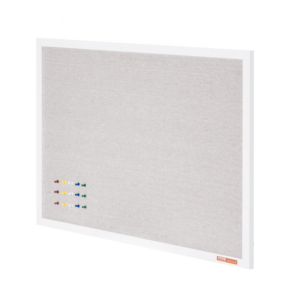 VEVOR 36"x24" white corkboard with linen surface – stylish wall-mounted pinboard for home, school, office – elegant and functional blackboard