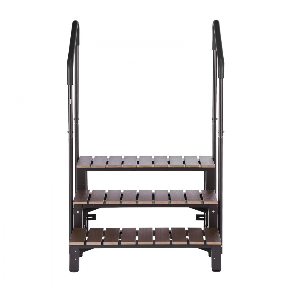 VEVOR Hot Tub Steps with Handrail 3-Step Spa Outdoor Stairs 250 kg Capacity, 820 mm Wide Step, Steel & Sturdy HIPS, Easy Assembly, Non-Slip Step Ladder for Above-Ground/Inflatable Pool, RV,Patio,Deck