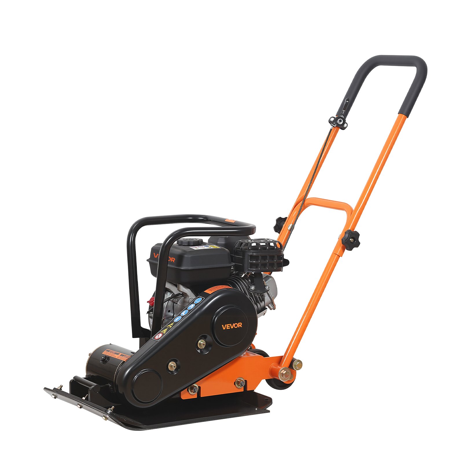VEVOR Plate Compactor, 6.5 HP 196CC Gas Engine, 5600 VPM Vibrating Ground Rammer, 10.5 kN Compaction Force, 51 x 37 cm Plate, Walk Behind Compactor for Paver Landscaping, Asphalt, Foundation, Soil