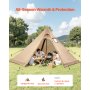 Namiot kempingowy VEVOR dla 4 osób, przenośny namiot tipi z przyłączem do kuchenki, płócienny namiot piramidalny, lekki namiot całoroczny do wędrówek, wędkowania i plecakowania, rozmiar M