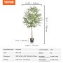 VEVOR Artificial Olive Tree 81x81x179cm Artificial Plant PE Artificial Plants Fake Plastic Plants in Pot Artificial Flower Odorless Waterproof Ideal for Decorating Bedroom Study Living Room