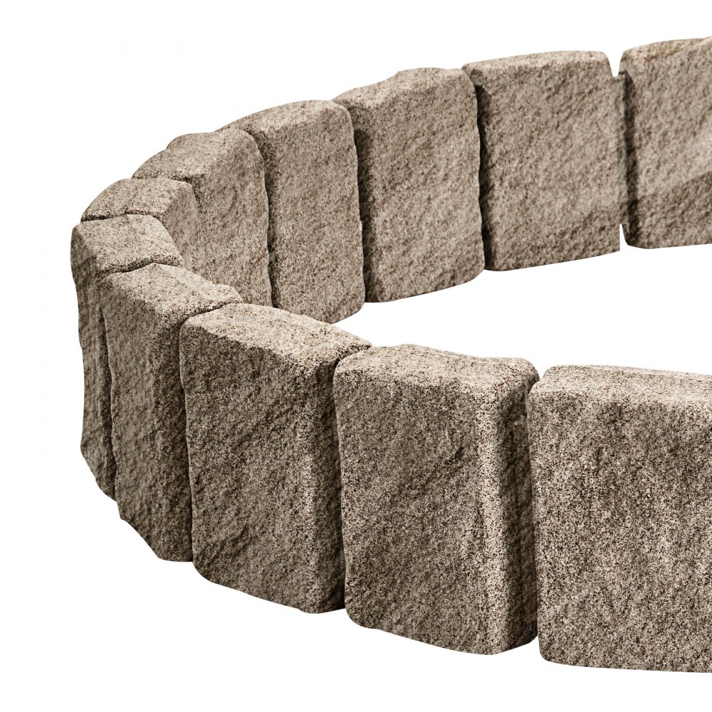 VEVOR Stone-Look Garden Edging, 120x10x23 cm, Lawn Edging, Flexible Garden Edging with Anchoring Spikes, Light-Resistant Yard Edging for Driveways & Walkways, Beige