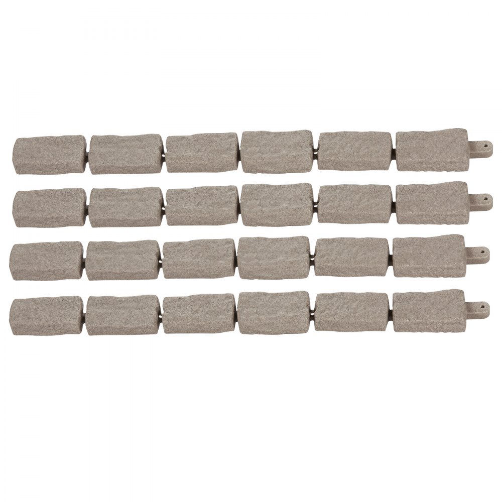 VEVOR 4-piece set of stone-look lawn edging, 1180x95x57 mm, realistic flower bed edging, flexible garden border in brick size with anchoring spikes, border for driveways, walkways, beige