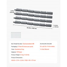 VEVOR 4x Obrzeże trawnikowe PE Obrzeże rabatowe o wyglądzie kamienia 1180x95x57mm Szare