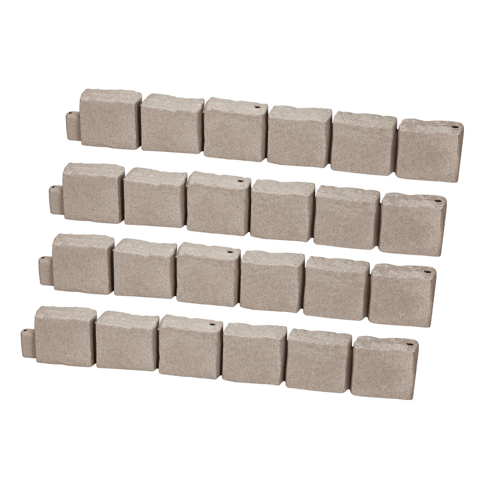 VEVOR Lawn Edging in Stone Look, Set of 4, 1190x100x155 mm, Realistic Lawn Edging, Brick-Size Bed Border with Anchoring Spikes, Bed Edging for Driveways, Walkways, Beige