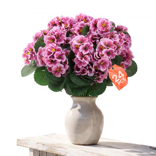 VEVOR Sztuczne kwiaty: Pelargonie z łodygami, 24 pęczki, brzoskwiniowo-różowe, Bukiet sztucznych kwiatów jako dekoracja do domu, biura, wesela i kawiarni, Wykonany z jedwabiu i plastiku, Bezobsługowa sztuczna roślina