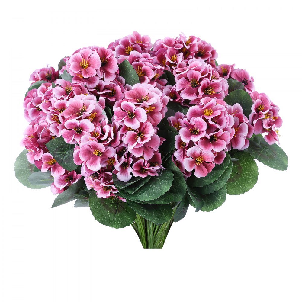 VEVOR Sztuczne kwiaty: Pelargonie z łodygami, 24 pęczki, brzoskwiniowo-różowe, Bukiet sztucznych kwiatów jako dekoracja do domu, biura, wesela i kawiarni, Wykonany z jedwabiu i plastiku, Bezobsługowa sztuczna roślina