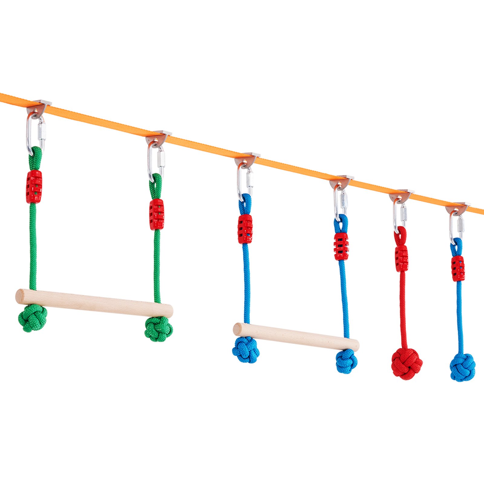 Zestaw przeszkód Ninja Slackline VEVOR, 2 x 19,8 m, nośność 226,8 kg, tor przeszkód Ninja, sprzęt do zabawy na świeżym powietrzu, zestaw zabawek do ćwiczeń na podwórku z 12 przeszkodami