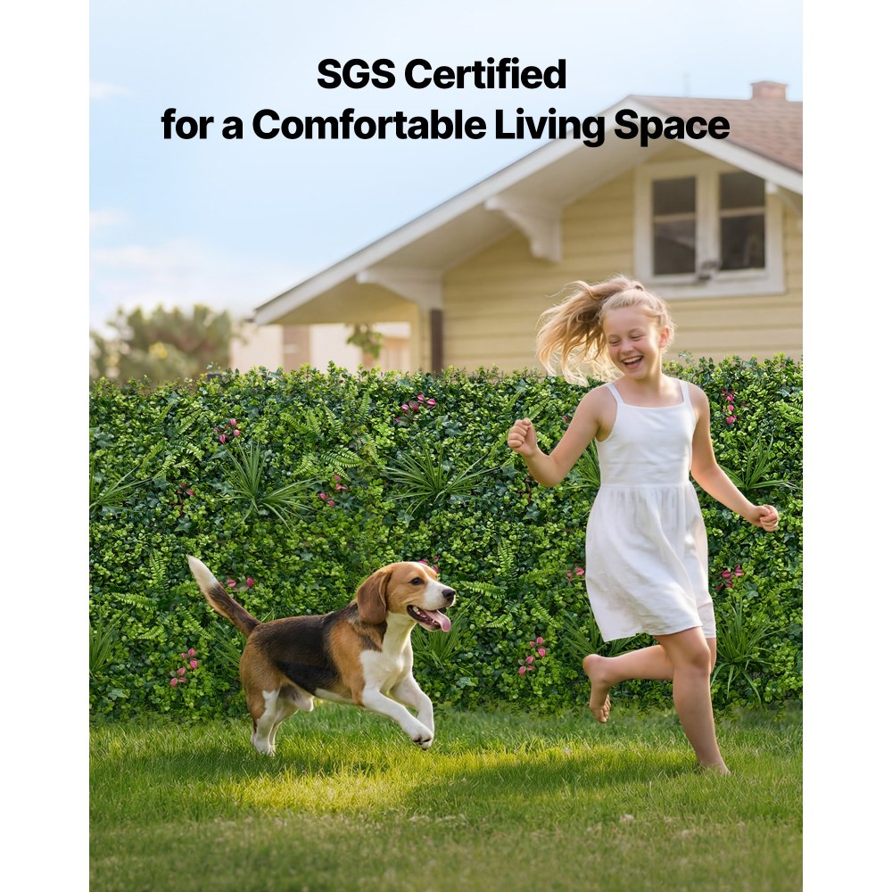 VEVOR Sztuczny żywopłot 50x50 cm, zestaw 12 elementów, ściana roślinna w stylu paneli 3D, ekran prywatności z PE, ogrodzenie prywatności, ogrodzenie żywopłotowe, sztuczne rośliny, okładzina balkonowa na wesela, ogrody zewnętrzne, podwórka