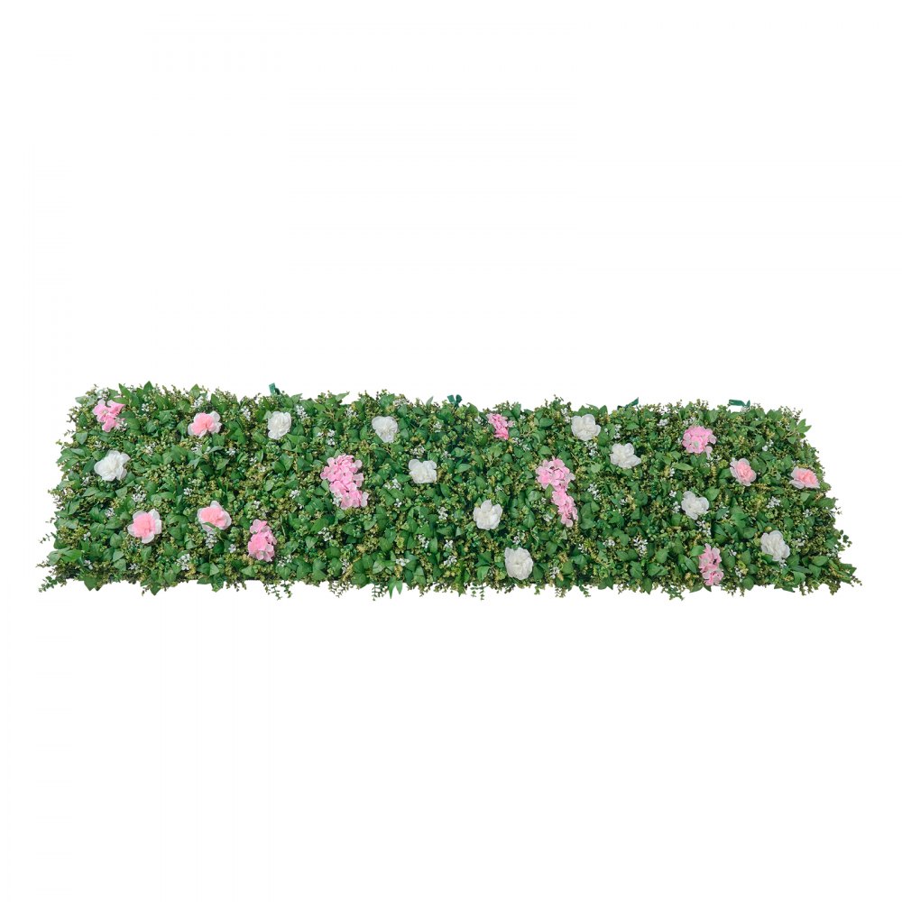 VEVOR Sztuczny żywopłot 2,4 m x 61 cm 2 szt., Ściana roślinna, Ekran prywatności z PE, Ogrodzenie prywatności z jedwabnymi kwiatami, Ogrodzenie żywopłotowe, Sztuczne rośliny, Okładzina balkonowa na wesela, Ogrody zewnętrzne, Podwórka