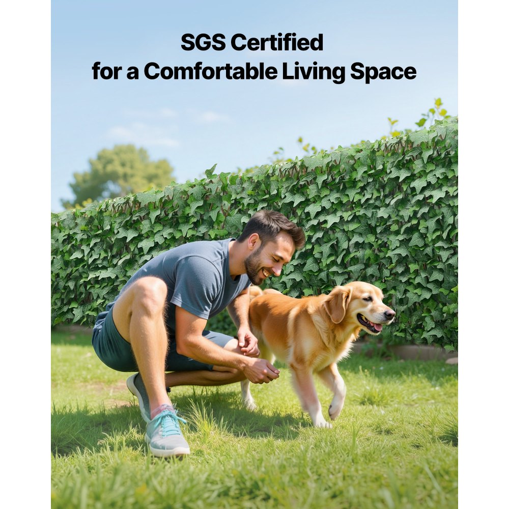 VEVOR Sztuczny żywopłot 63,5 x 320 cm, Ściana roślinna, Rozkładany ekran prywatności, Ogrodzenie chroniące przed bluszczem, Osłona przed wiatrem, Ogrodzenie żywopłotowe, Sztuczne rośliny, Okładzina balkonowa na wesela, Ogrody zewnętrzne, Podwórka