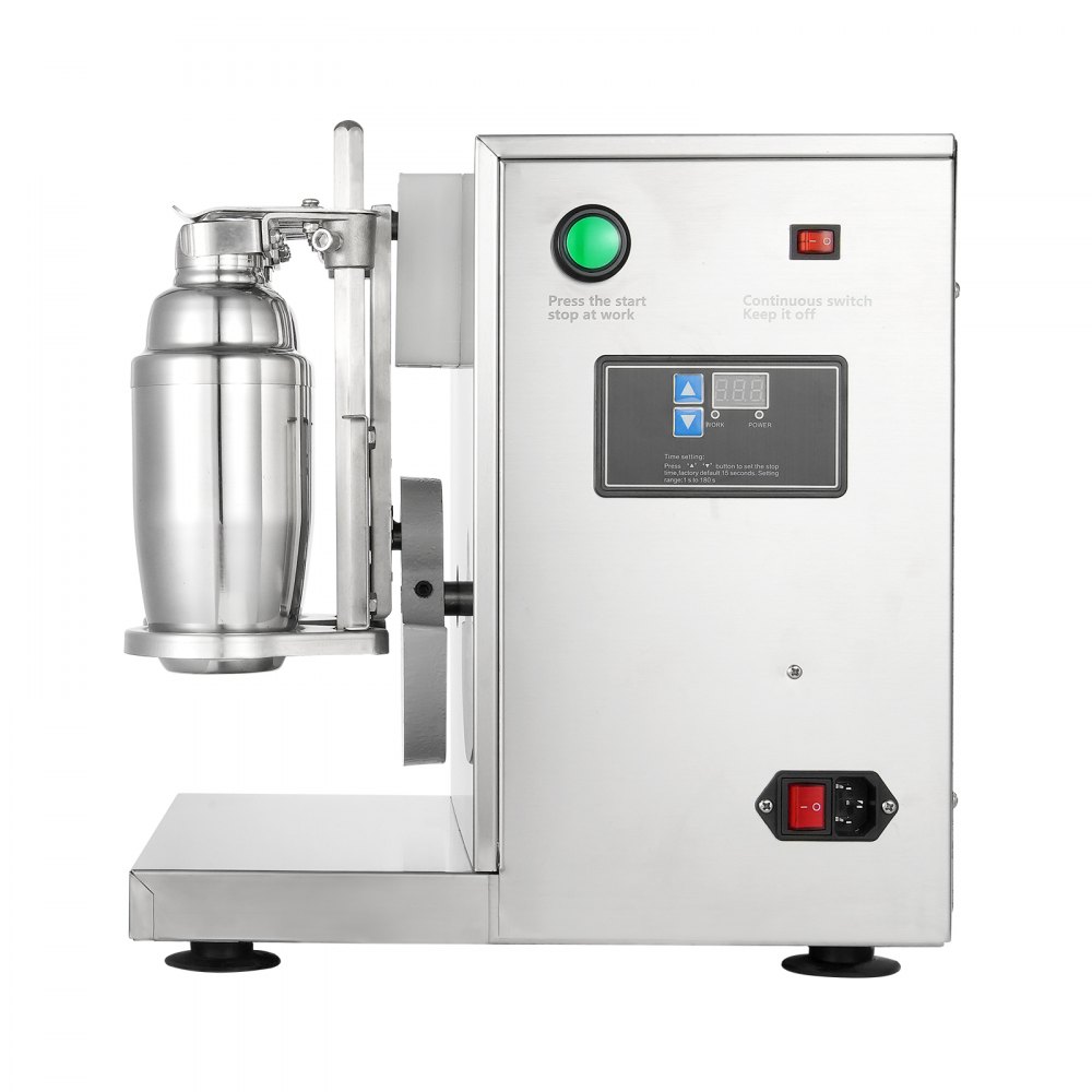 VEVOR Milkshake Machine, komercyjny shaker do herbaty mlecznej o mocy 120 W, mikser do koktajli mlecznych z podwójną głowicą, regulowany mikser do koktajli mlecznych w zakresie 0–180 s, ze stalowym kubkiem o pojemności 750 ml, do lokali serwujących herbatę mleczną