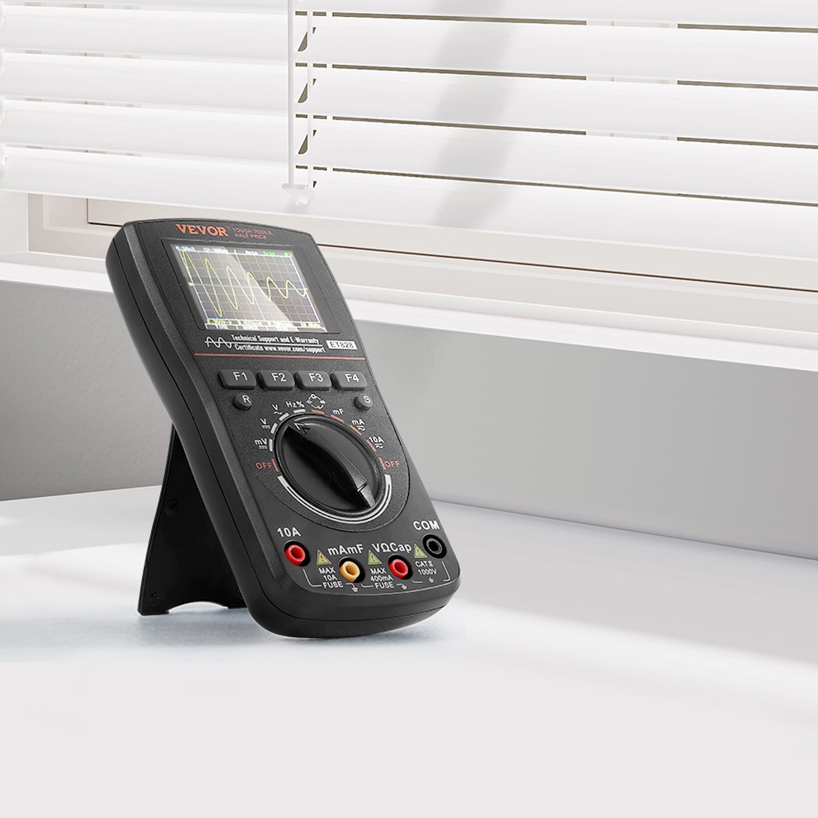 Ręczny oscyloskop VEVOR 2 w 1 Multimetr cyfrowy 1 kanał, pasmo 1 MHz, wysokie próbkowanie 2,5 MS/S, profesjonalny oscyloskop LED, mini oscyloskop, funkcja przechowywania danych. Test napięcia/prądu DC/AC.