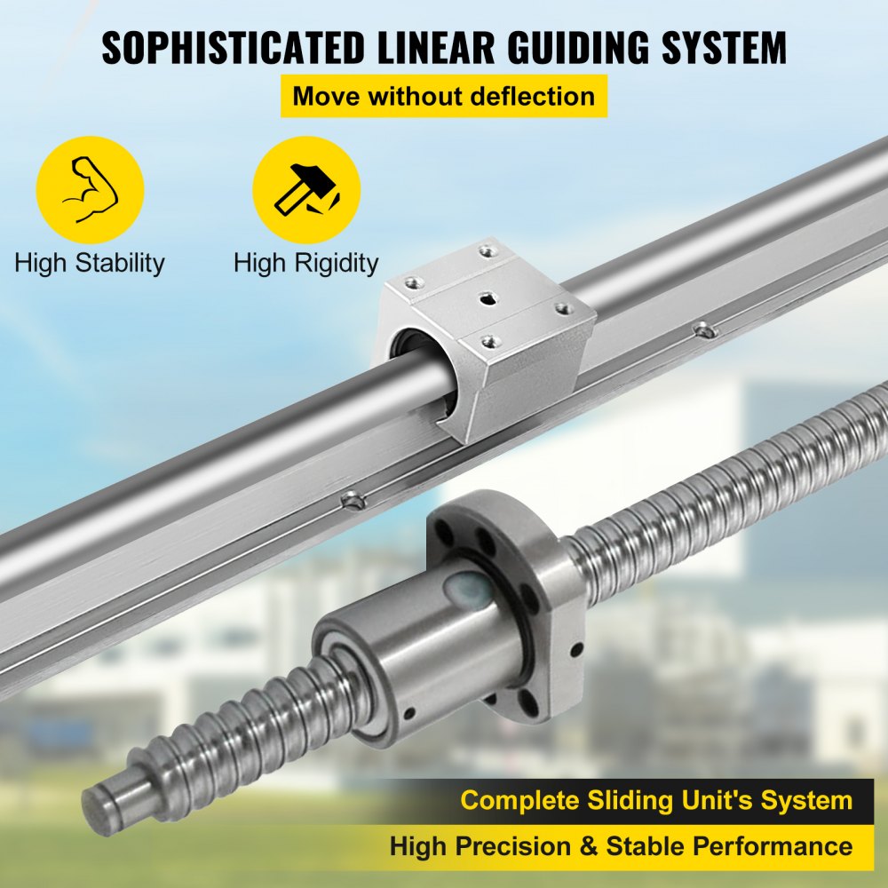 VEVOR Linear Rail SBR20, Linear Bearing Slide Set 300, 600, 1000 mm Linear Rails, Linear Bearing Rail with 3 Ball Screws from C7, Horizontal Linear Guide for Automation Machines