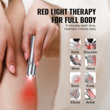 Urządzenie do terapii światłem czerwonym VEVOR, różdżka do terapii światłem czerwonym i bliskiej podczerwieni z 3 długościami fal, ręczna latarka do terapii światłem czerwonym do łagodzenia bólu mięśni stawów, gojenia ran i gojenia skóry