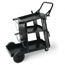 Wózek spawalniczy VEVOR, 3 półki, mobilny spawalniczy, maks. 168-181kg Wózek do urządzeń spawalniczych z 2 uchwytami na butle gazowe, idealny do spawania ręcznego, spawania gazem obojętnym, spawania łukiem argonowym