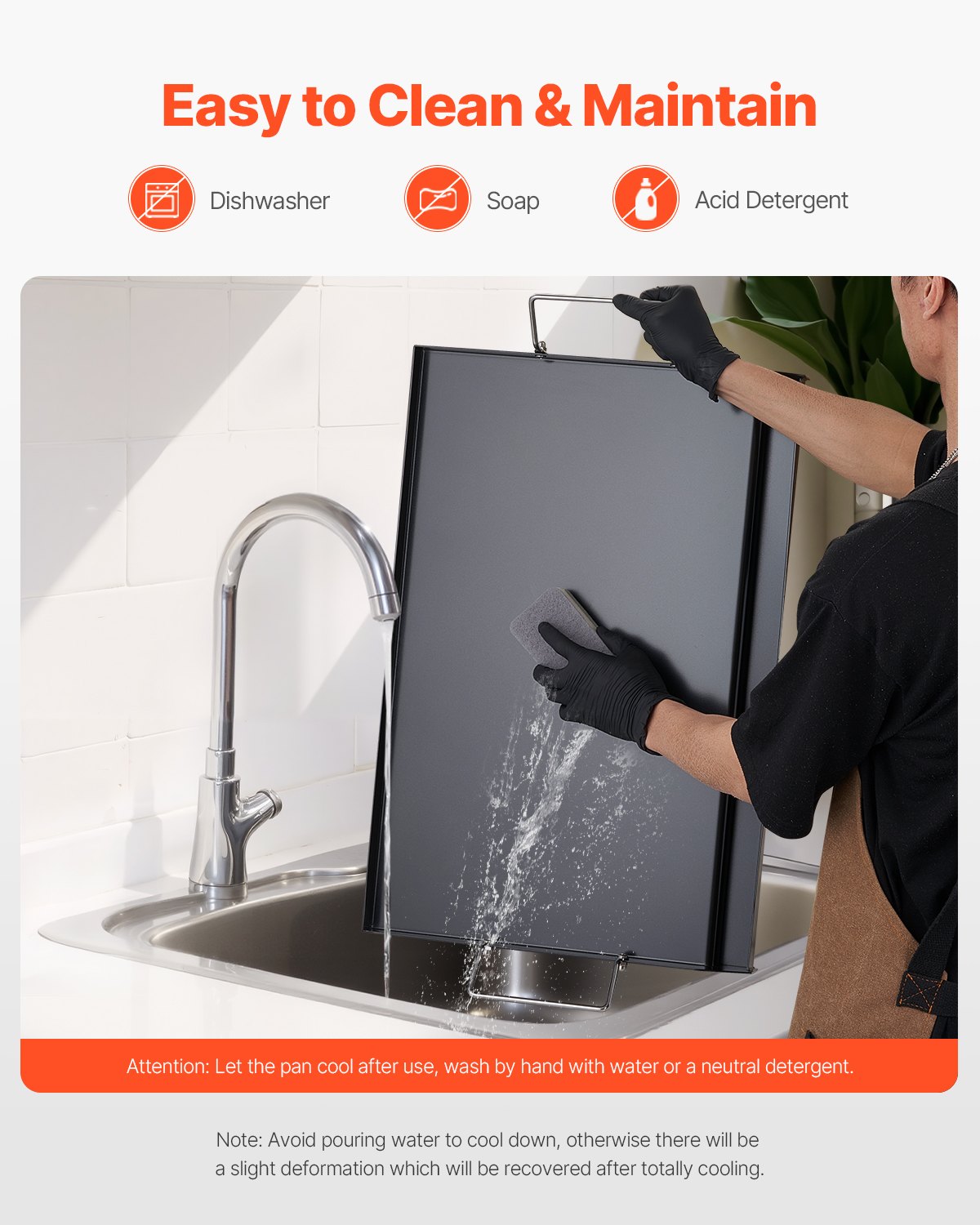 VEVOR Patelnia grillowa, uniwersalna, prostokątna, ze stali węglowej (605 x 360 mm) z płaską powierzchnią, grill gazowy do grilla BBQ Teppanyaki, przenośne naczynia rodzinne z uchwytem