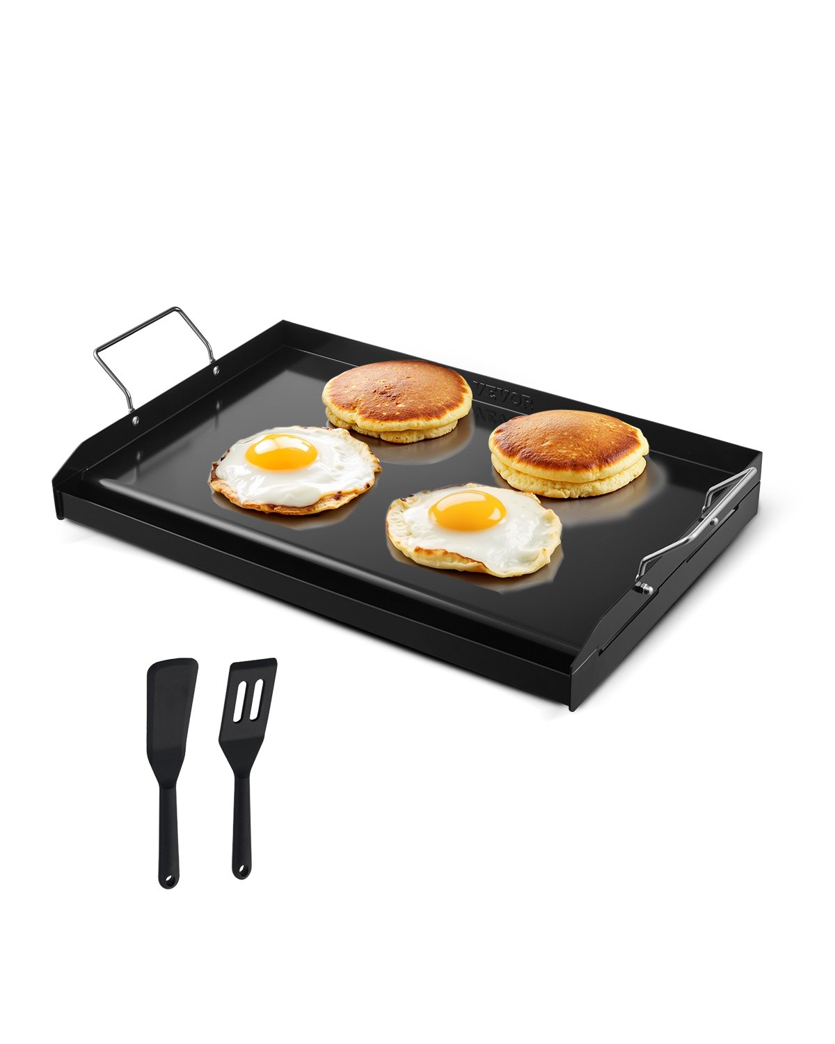 VEVOR Patelnia grillowa, uniwersalna, prostokątna, ze stali węglowej (605 x 360 mm) z płaską powierzchnią, grill gazowy do grilla BBQ Teppanyaki, przenośne naczynia rodzinne z uchwytem