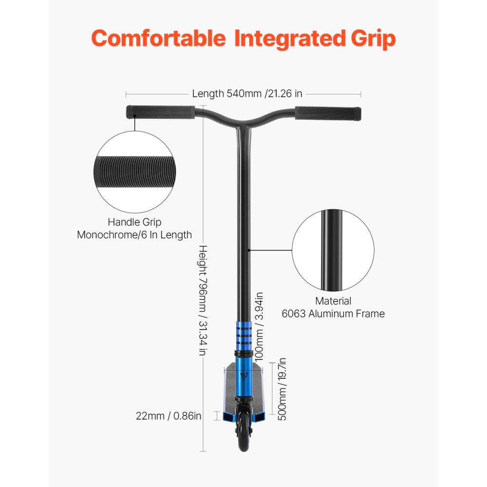Hulajnoga wyczynowa VEVOR Stunt Scooter Pro Complete Trick Scooter dla dzieci w wieku 9-11 lat, nastolatków, chłopców i dziewcząt, Freestyle Street Rider dla zaawansowanych i początkujących