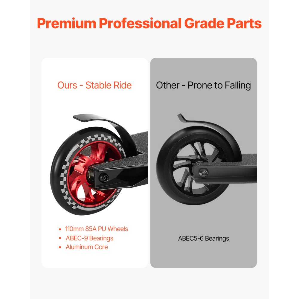 VEVOR Stunt Scooter, Pro Trick Scooter for children aged 11-13 years, teenagers, boys and girls, freestyle street rider for advanced and beginner riders, double-layered lightweight aluminum deck