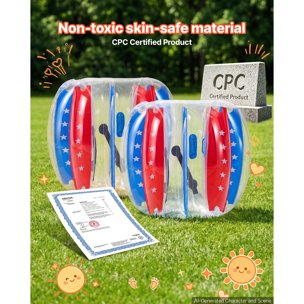 VEVOR 2 x nadmuchiwane piłki sumo 1,2 m dla młodzieży, do ogrodu, na kemping, piknik i trawnik, PVC o grubości 0,5 mm, uchwyty zgrzewane termicznie i stabilne paski na ramię, ze wzorem gwiazdy