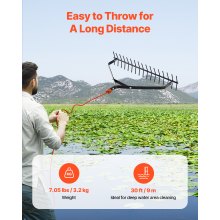 VEVOR Pond Rake 810x495x165mm Narzędzie do usuwania chwastów Dwustronna lina 9m