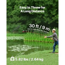 VEVOR Pond Rake 610x215x355mm Narzędzie do usuwania chwastów Dwustronna lina 9m