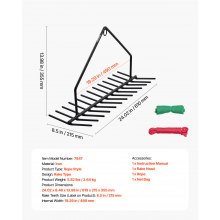VEVOR Pond Rake 610x215x355mm Narzędzie do usuwania chwastów Dwustronna lina 9m