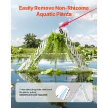 VEVOR Pond Rake 515x540x9mm Narzędzie do usuwania chwastów 3-stronne z liną 9m