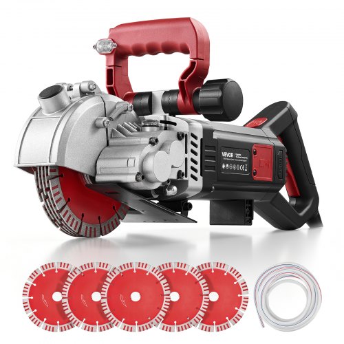 Frezarka ścienna VEVOR 5000 W z laserem, elektryczna frezarka do rowków z 5 tarczami diamentowymi 160 x 22,2 x 2,5 mm, 5460 obr./min, maks. szerokość rowka 40 mm i głębokość rowka 50 mm, frezarka ścienna do placów budowy
