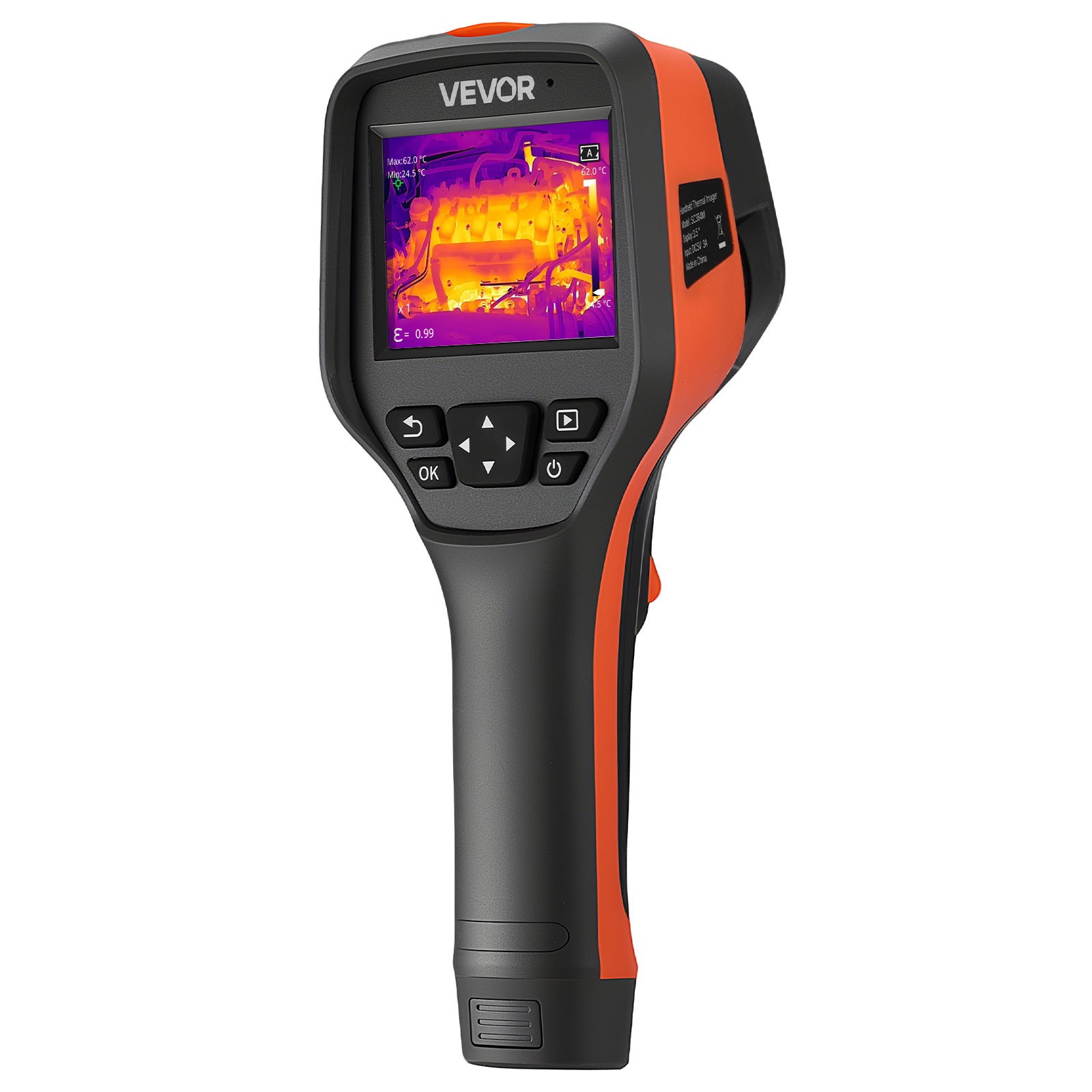 Kamera termowizyjna VEVOR, rozdzielczość podczerwieni 384x288, urządzenie termowizyjne z kamerą światła widzialnego 5 MP, częstotliwość odświeżania 30 Hz, przetwornik podczerwieni z ekranem dotykowym 3,5 cala, temperatura pracy od -20 do 50°C, obsługa Wi-Fi
