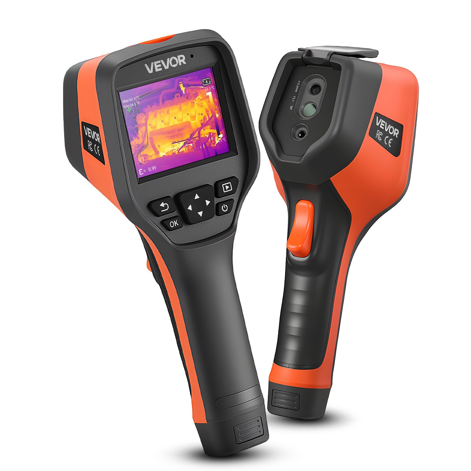 Kamera termowizyjna VEVOR, rozdzielczość podczerwieni 256 x 192, urządzenie termowizyjne z kamerą wizyjną 2 MP, częstotliwość odświeżania 25 Hz, kamera termowizyjna z 3,5-calowym ekranem dotykowym, od -20°C do 550°C, obsługa Wi-Fi