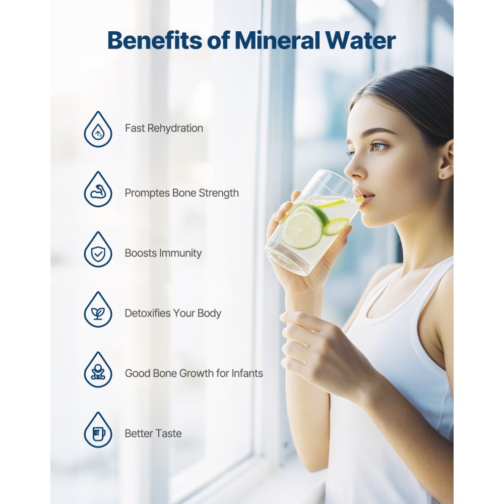 Filtr remineralizacyjny VEVOR, filtr do wody remineralizacyjnej o pojemności 1100 galonów, filtr mineralny z szybkim złączem 1/4 cala, przywraca ważne minerały w oczyszczaczach wody